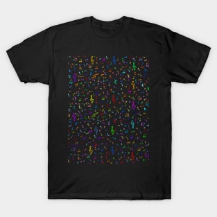 Colorful Sheet Music Notes Pattern T-Shirt